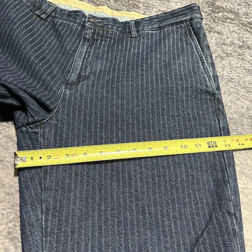 NWT Polo Ralph Lauren Pants Striped‎ Denim Mens 36x34 Blue Made In Italy
